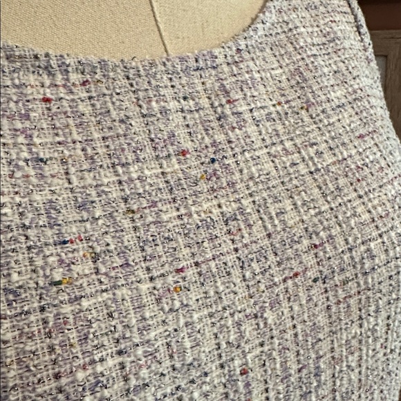 Isaac Mizrahi Boucle Tweed hip pockets lavender Cream short sleeve S Mini Dress - Picture 6 of 14